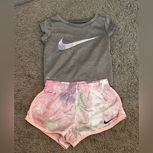 Nike Kids Tie-Dye Shorts and Grey top